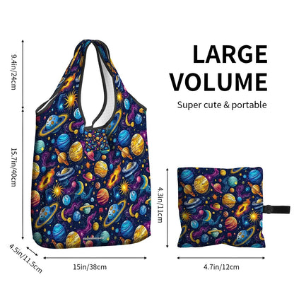 12 Galaxy Outer Space Designs, Reusable Folding Bag