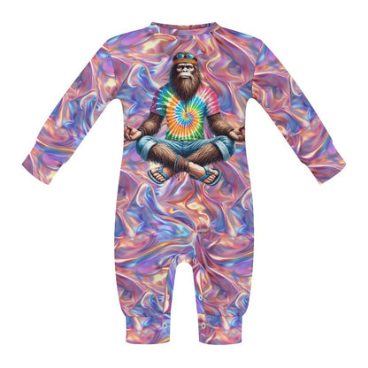 Zen / Yoga Bigfoot / Sasquatch, Long Sleeve Baby / Toddler Romper, Faux Cotton