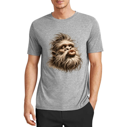 Bigfoot - Sasquatch Kissy Face Short Sleeve Cotton T-Shirt