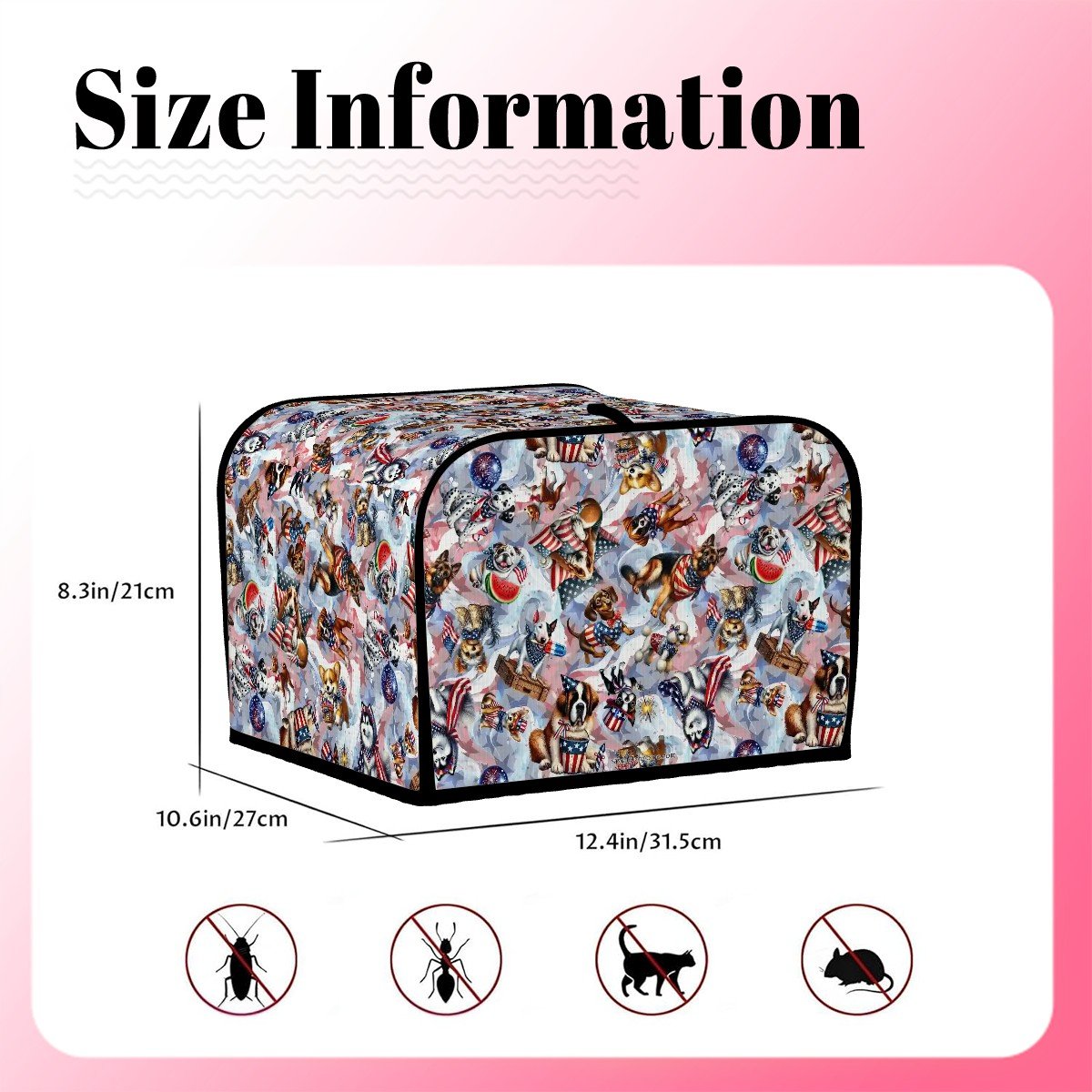 8 Patriot Animal Designs, 4 Slice Toaster Cover