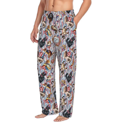 8 Patriotic Designs, Men’s Polyester, Drawstring, Pajama Pants