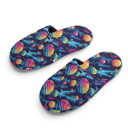 12 Galaxy Outer Space Designs, Flannel Children's Cotton Slippers