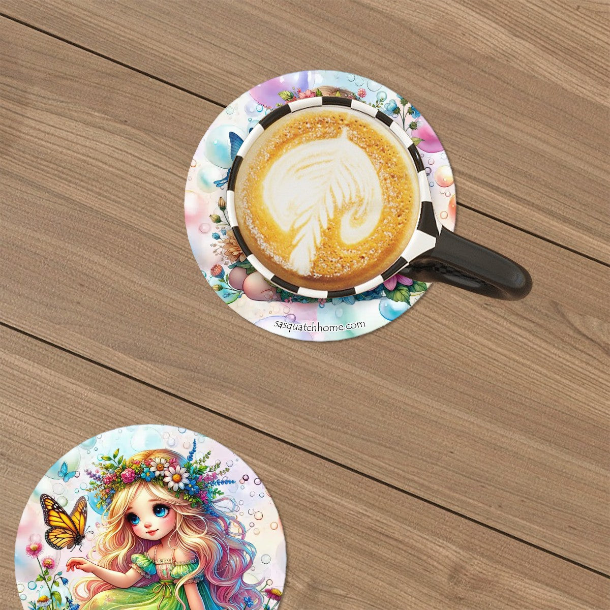Rainbow Fairies, Round Ceramic Coasters Set of 6