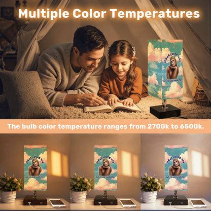 Bigfoot / Sasquatch "Jesus loves you..", Square Table Lamp with USB Ports, Charger