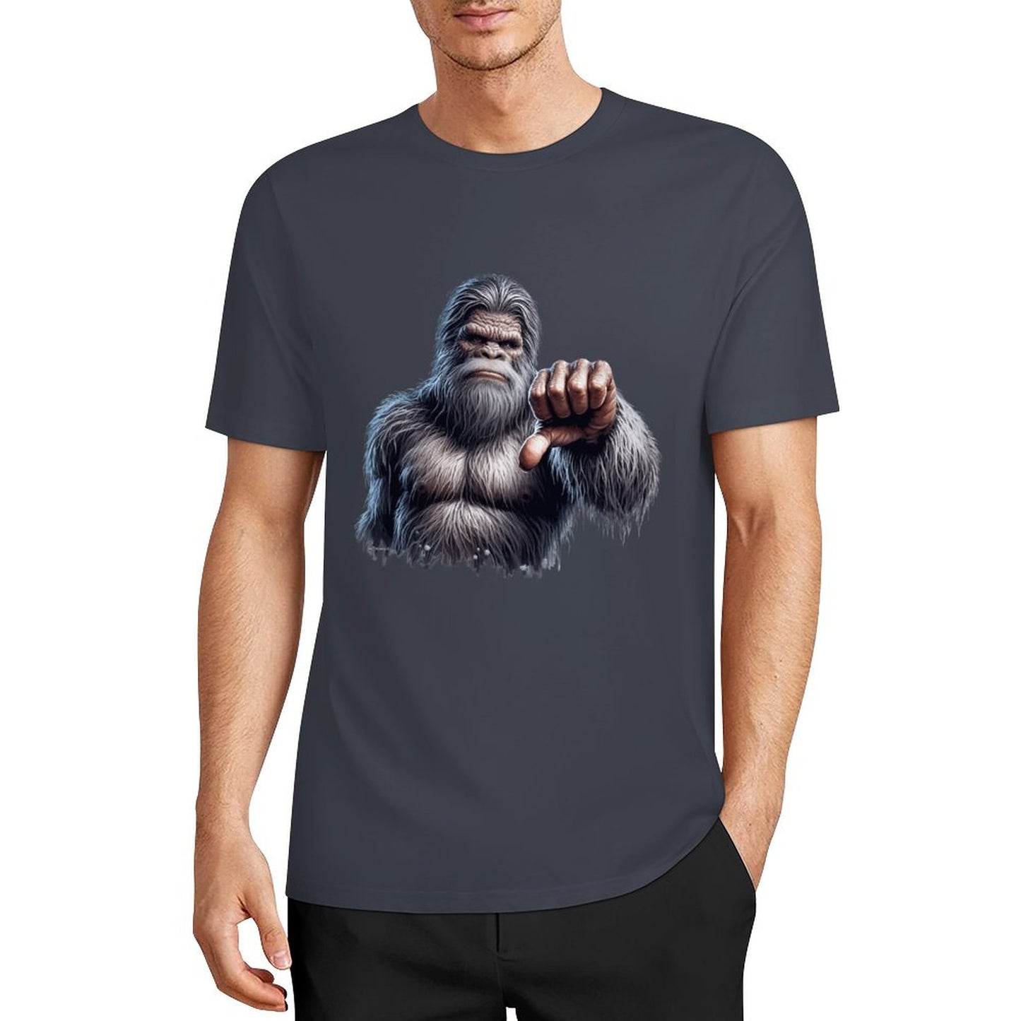 Bigfoot - Sasquatch Thumbs Down Short Sleeve Cotton T-Shirt