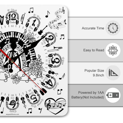 Music Themed, Square Wall Clock