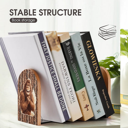 Happy Bigfoot Sasquatch Wood Bookends