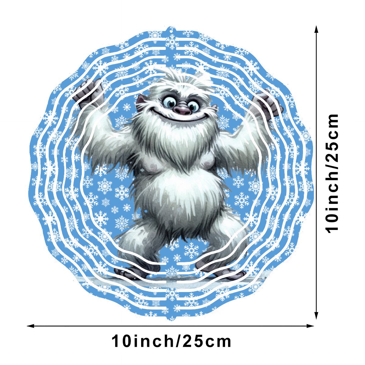 Dancing Yeti, US Made Hanging Metal 3D Wind Spinner, Ornament
