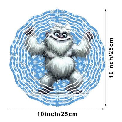 Dancing Yeti, US Made Hanging Metal 3D Wind Spinner, Ornament