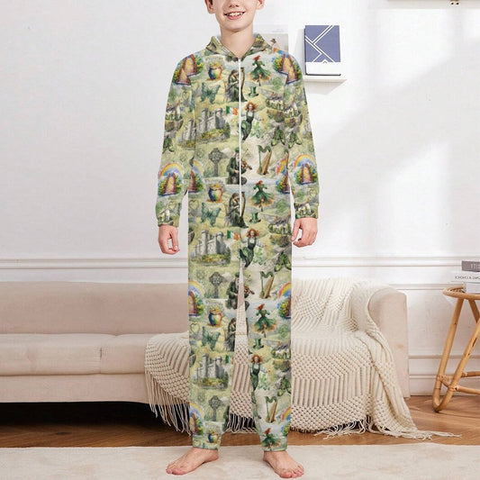 10 Misc Designs, Youth Flannel Footless Zip up Pajama Jumpsuit