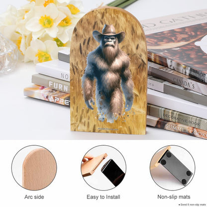 Cowboy Bigfoot Sasquatch, Wood Bookends