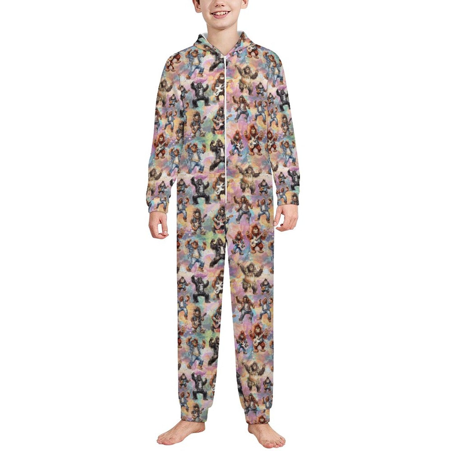 10 Sasquatch Designs, Youth Flannel Footless Zip up Pajama Jumpsuit