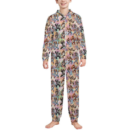10 Sasquatch Designs, Youth Flannel Footless Zip up Pajama Jumpsuit