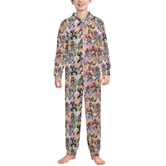 10 Sasquatch Designs, Youth Flannel Footless Zip up Pajama Jumpsuit