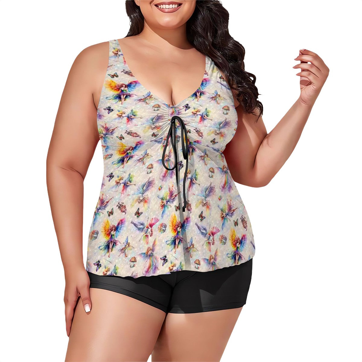6 Fairy Designs, Plus Sized Women’s Two Piece Tankini Swimsuit