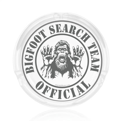 3 .3" Round, Lead Free Glass Ashtray - "Official Bigfoot Search Team"