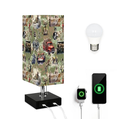 Zombie, Square Table Lamp with USB Ports, Charger