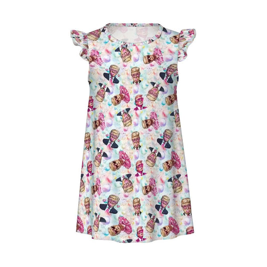 20 Donald Trump Designs, Girl's Flutter Sleeve Nightgown