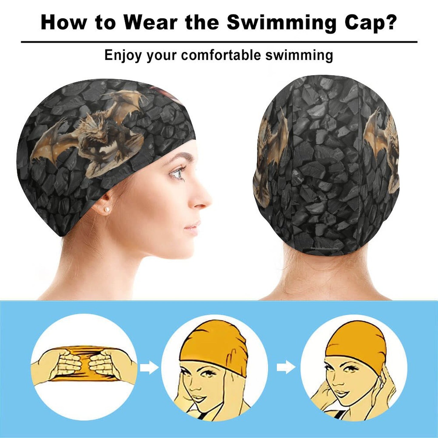 Dragon, Adult Swimming Cap
