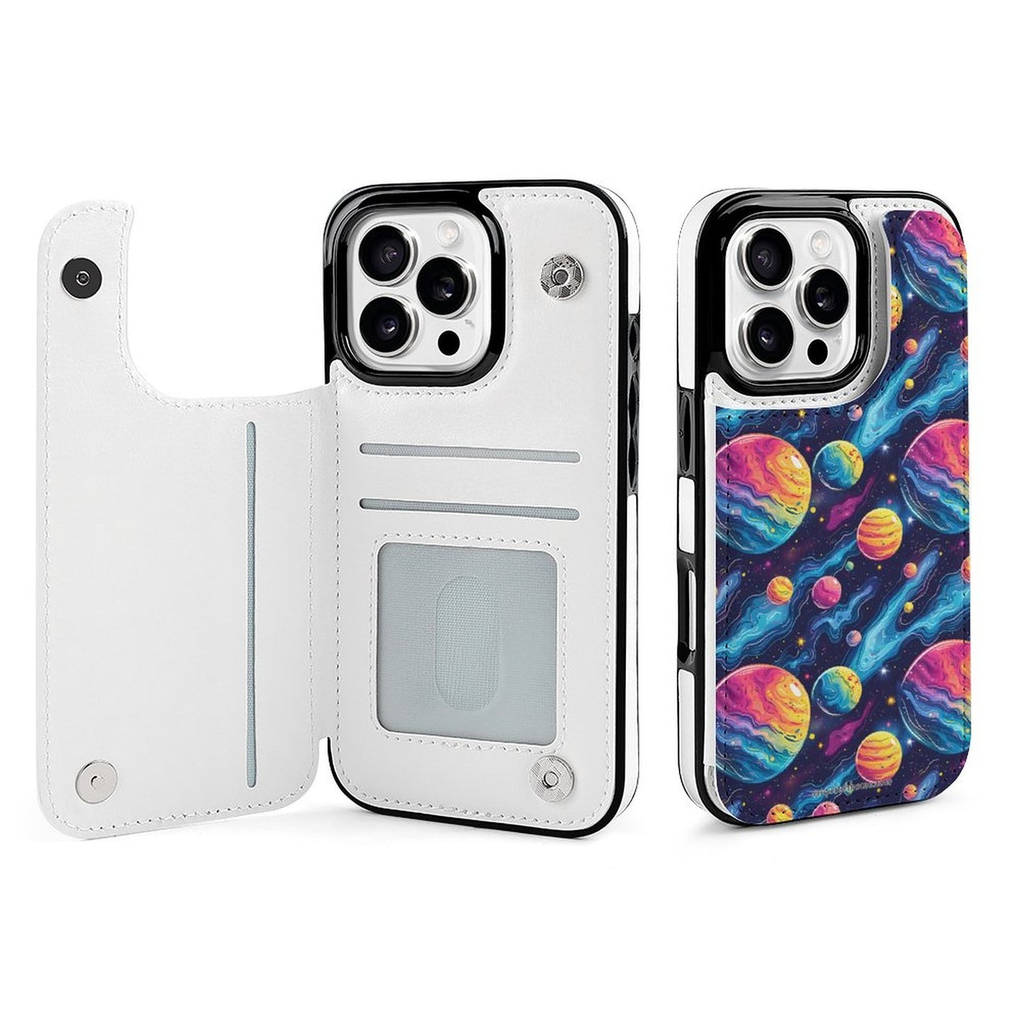 12 Galaxy Outer Space Designs, iPhone 16 Faux Leather Wallet Case