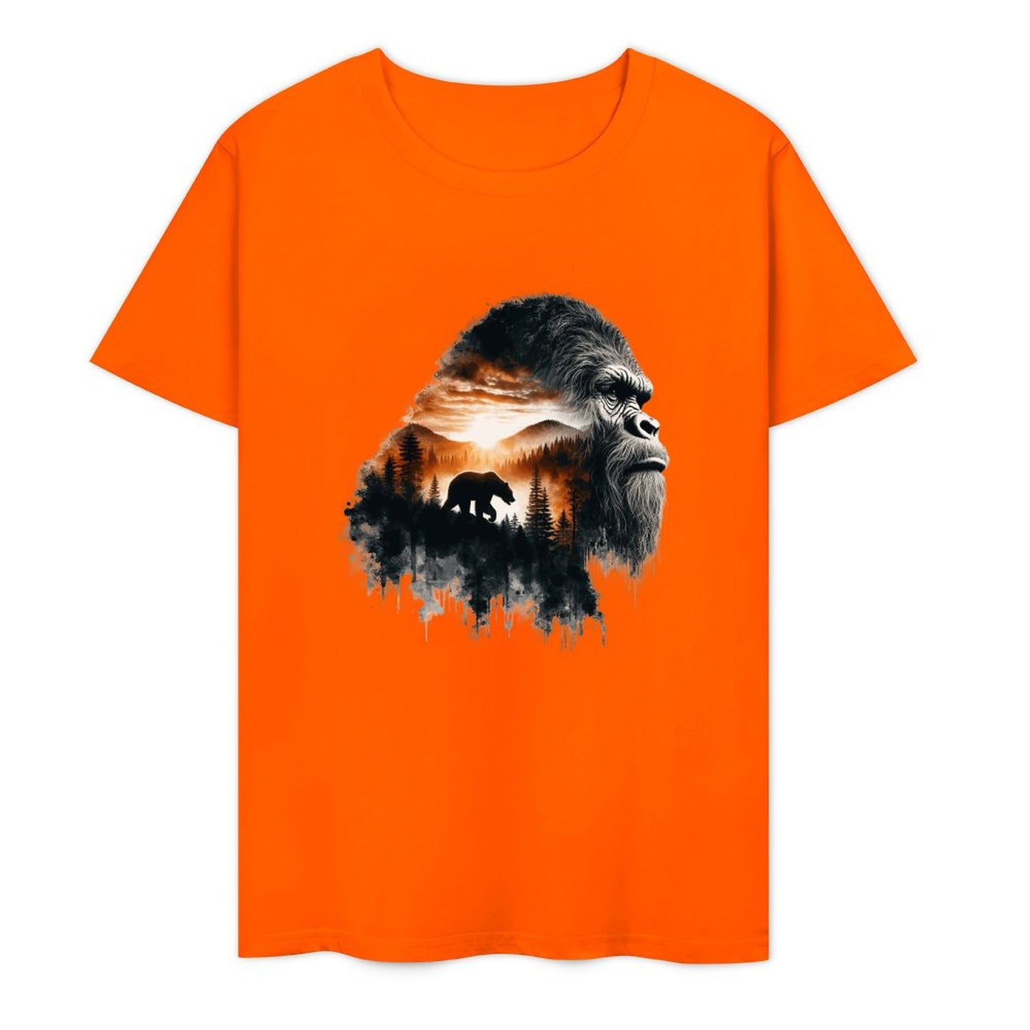 Bigfoot - Sasquatch Scenery Short Sleeve Cotton T-Shirt