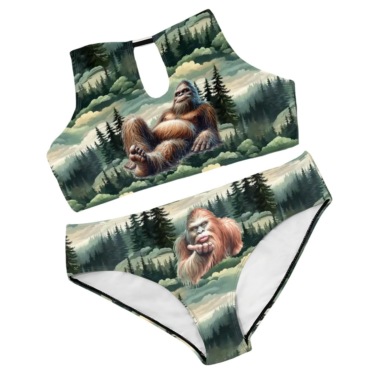 Bigfoot / Sasquatch Woods, Plus Size High-Waisted Bikini Customized Services