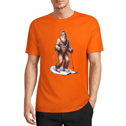 Bigfoot - Sasquatch Snow Skiing Short Sleeve Cotton T-Shirt