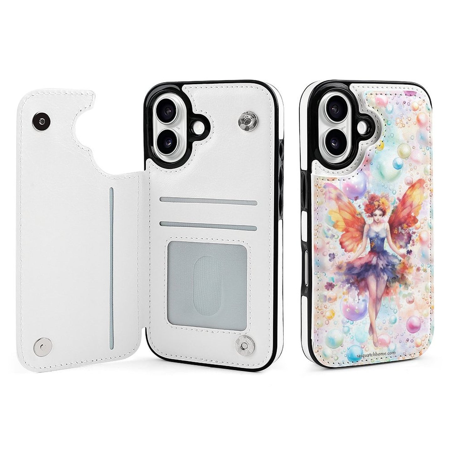 Fairy on Bubbles, iPhone 16 Faux Leather Wallet Case