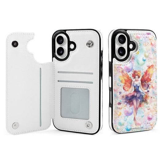 Fairy on Bubbles, iPhone 16 Faux Leather Wallet Case