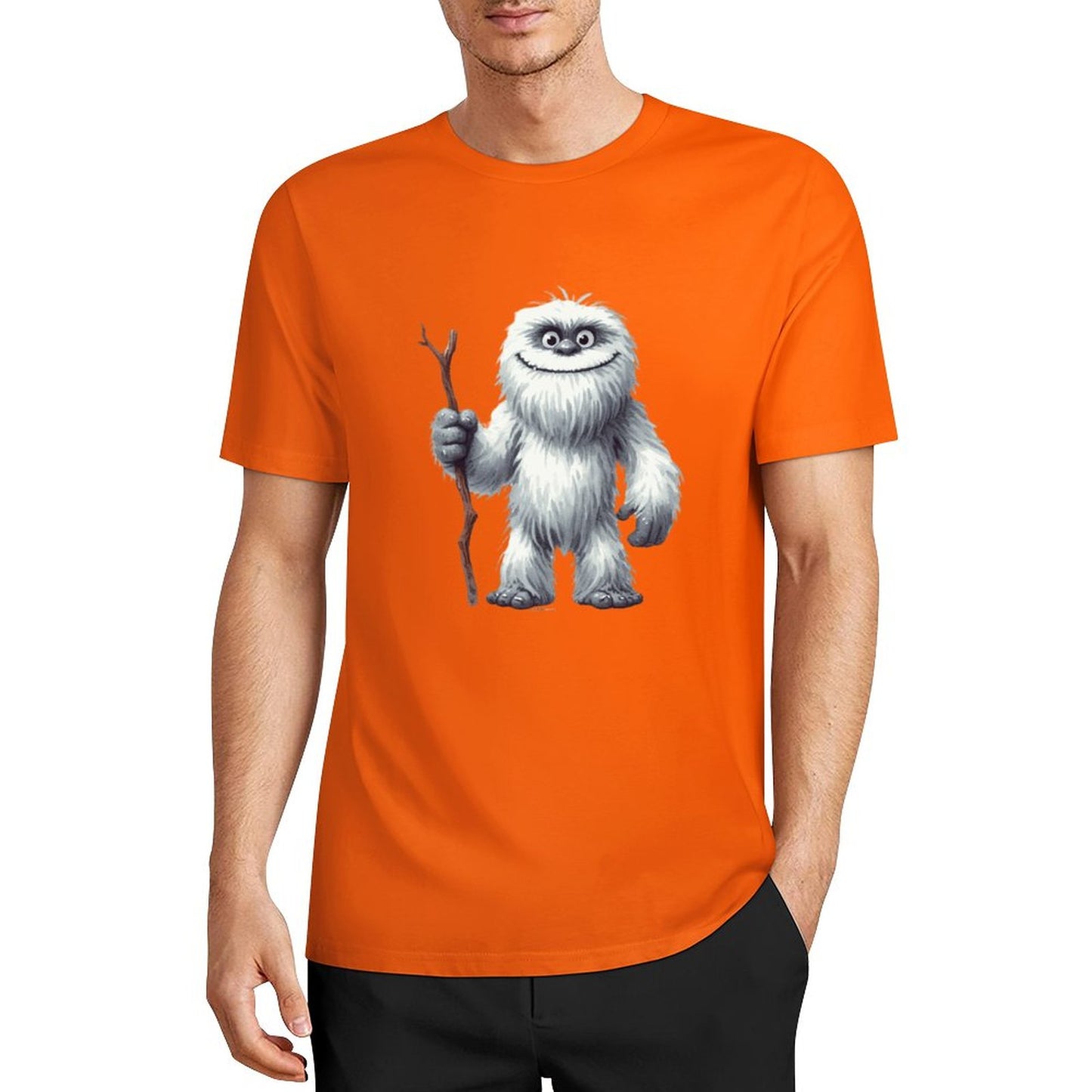 Bigfoot - Sasquatch Yeti Stick Short Sleeve Cotton T-Shirt
