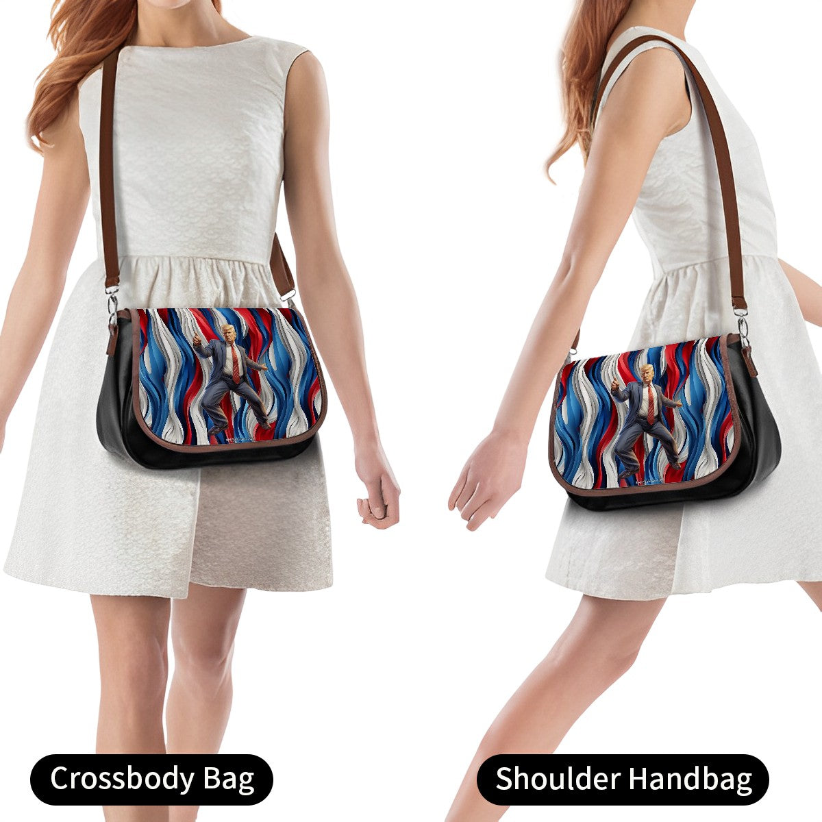 Donald Trump Dancing, Leather Shoulder Bag / Purse