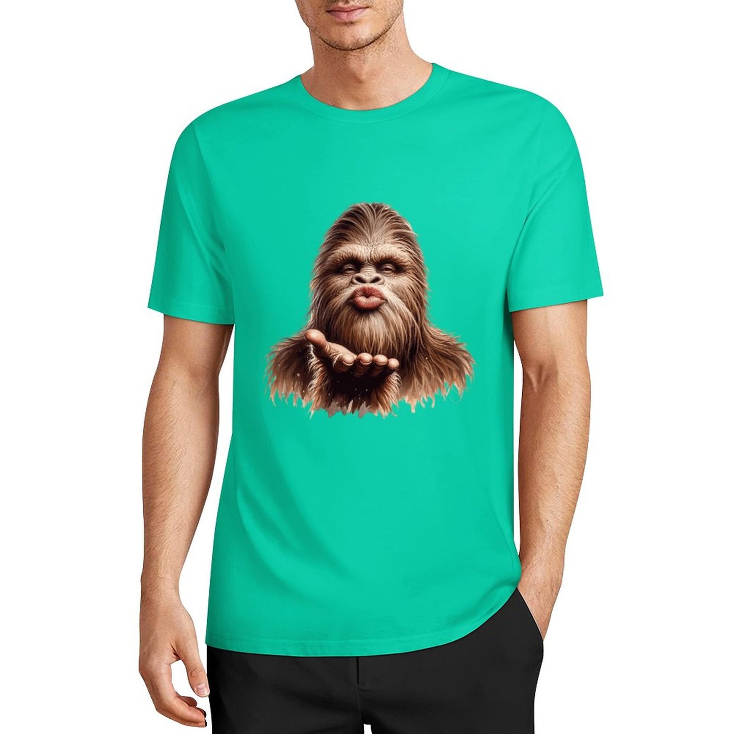 Bigfoot - Sasquatch Blow Kiss Short Sleeve Cotton T-Shirt
