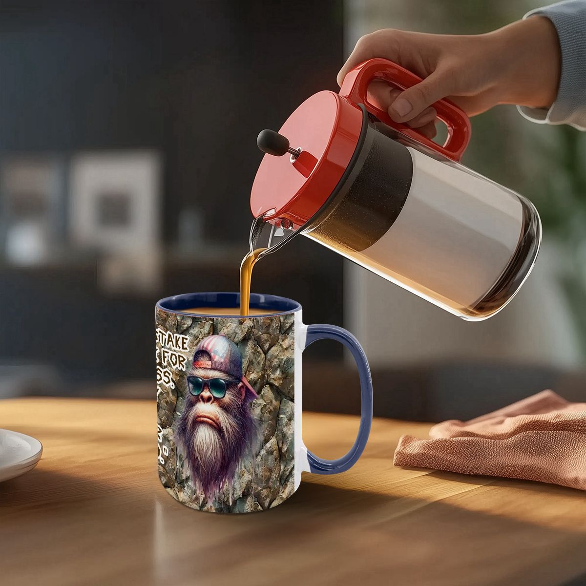 Sarcastic Sasquatch "Do not mistake..", Large 15 Ounce Colorful Mugs – Made In USA