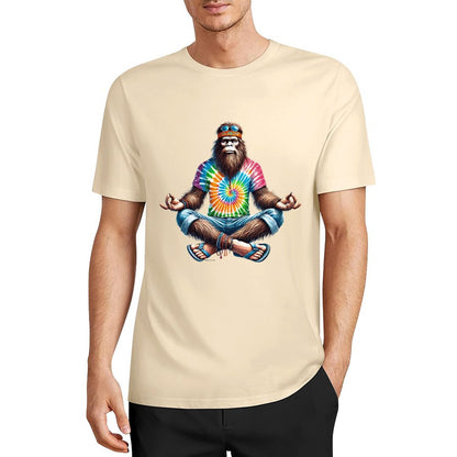 Bigfoot - Sasquatch Hippie Yoga Short Sleeve Cotton T-Shirt