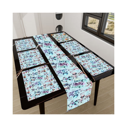 6 Alien Designs, Table Runner Placemat Set 7 Pieces