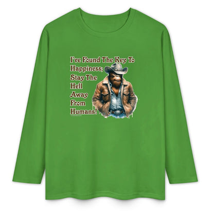 Cowboy Bigfoot / Sasquatch, "I found the key...", Cotton Unisex Long Sleeve T-shirt
