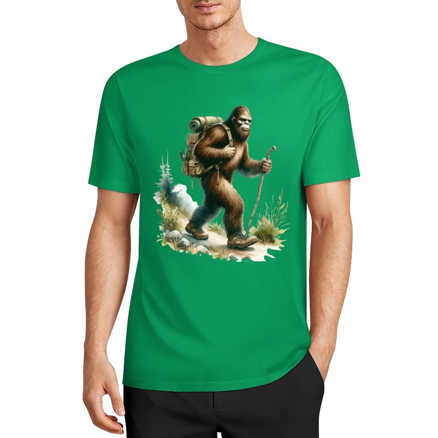 Bigfoot - Sasquatch Hiking Short Sleeve Cotton T-Shirt