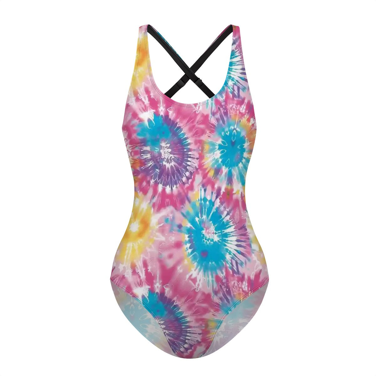19 Tie Dye Designs, Cross-Back One Piece Swimsuit