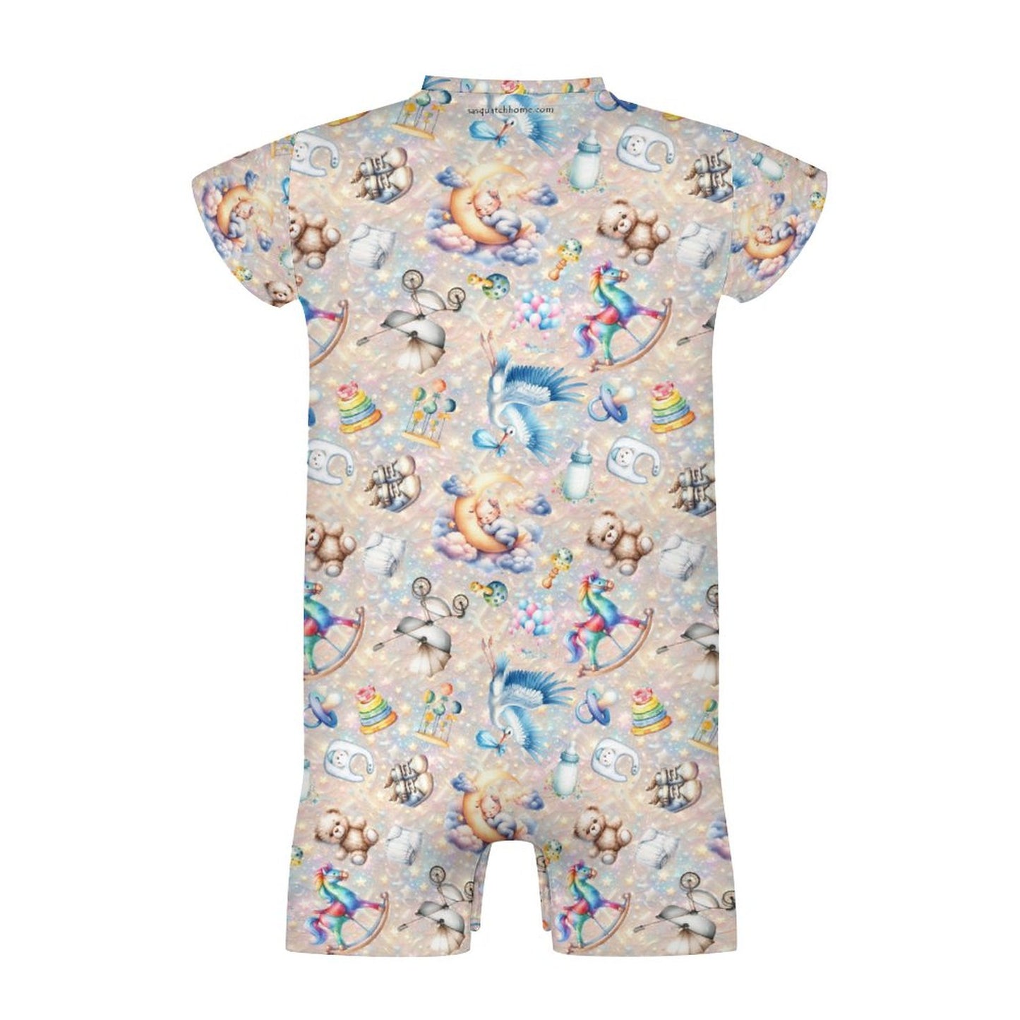 Welcome Baby, Faux Cotton Short Sleeve Baby Bodysuit Romper