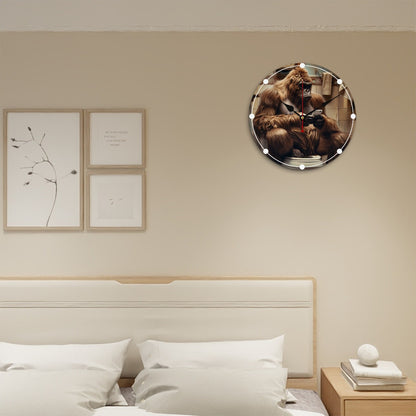 Sasquatch Bigfoot Toilet, Wooden Wall Clock