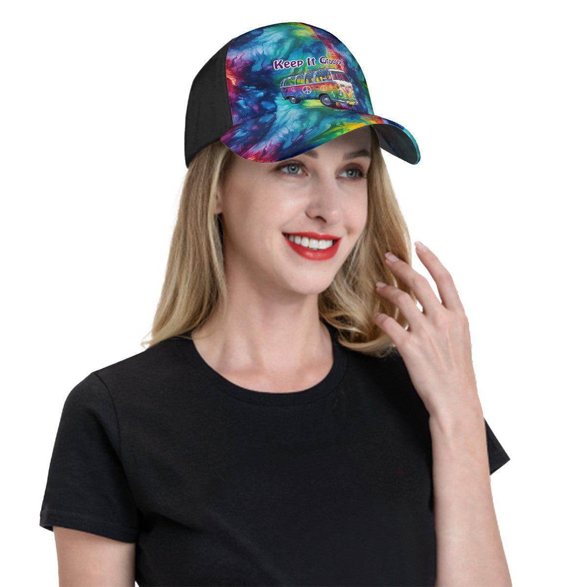 Hippie Bus "Keep it groovy", Baseball Cap, Hat, Polyester Twill