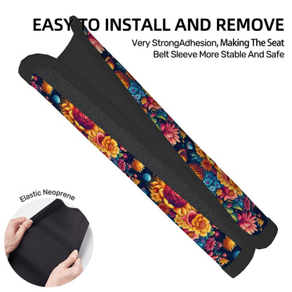 12 Galaxy / Outer Space Designs, Seat Belt Cover Pad For Adults 2 Pcs