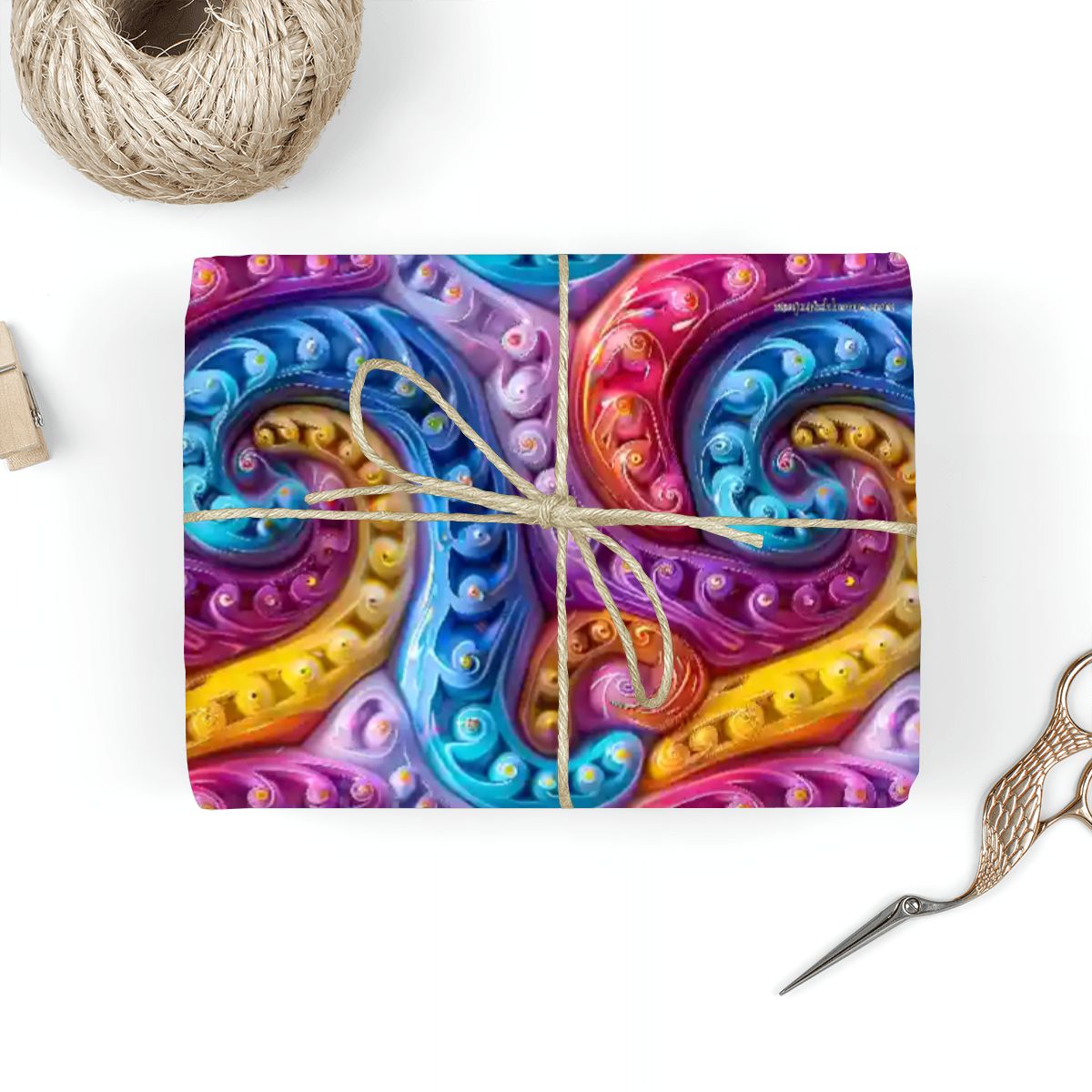 Psychedelic Design, 3 Pack Gift Wrapping Paper Sheets