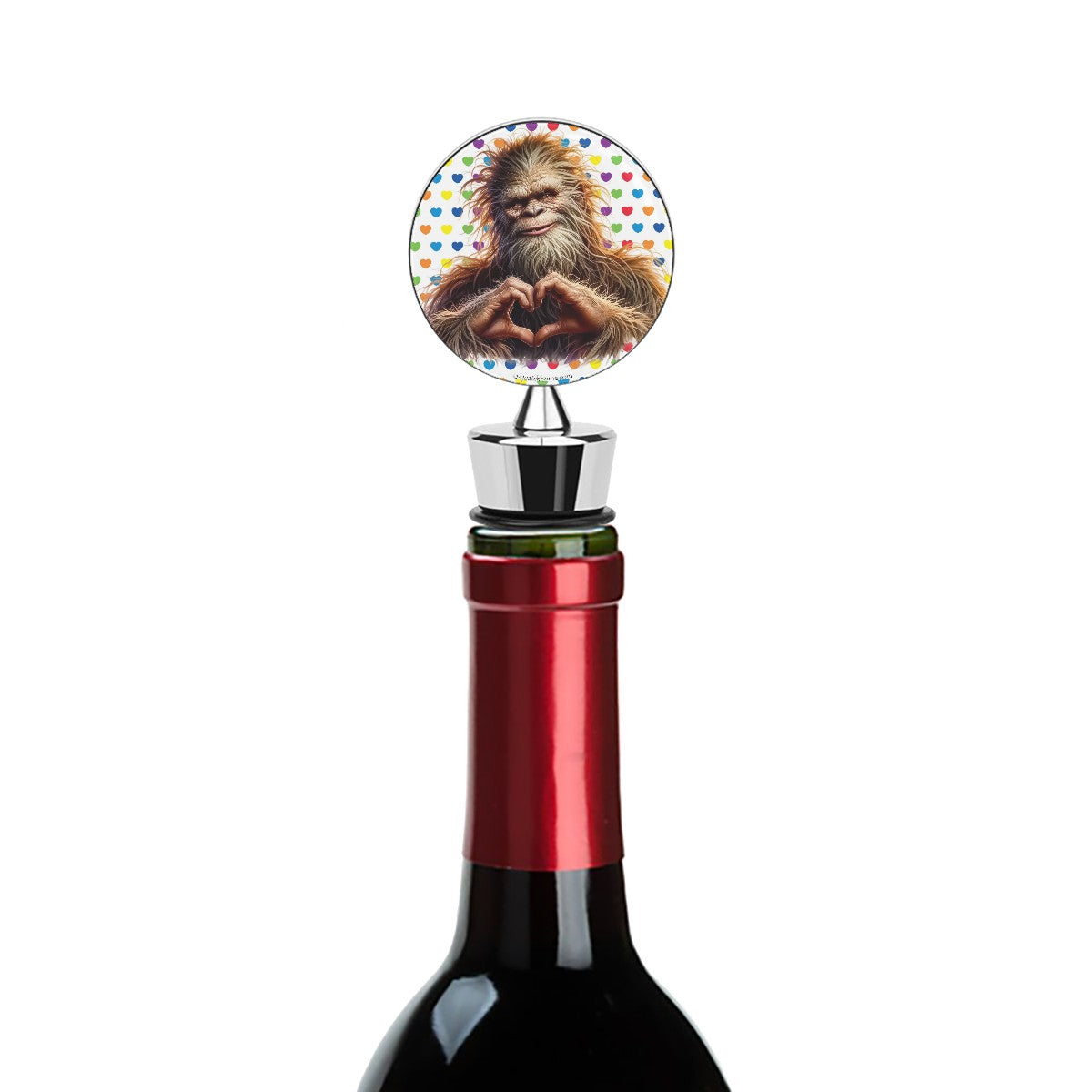 Bigfoot Sasquatch Heart Hands, Wine Bottle Stopper