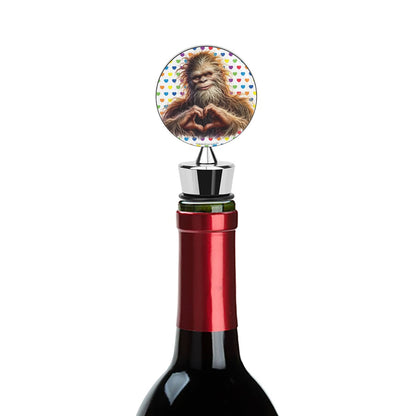 Bigfoot Sasquatch Heart Hands, Wine Bottle Stopper