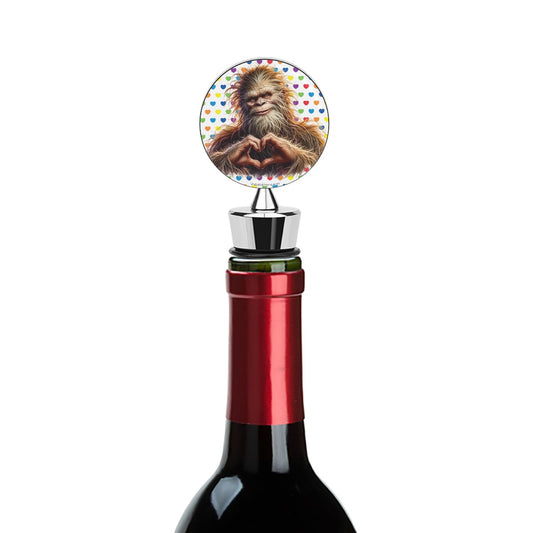 Bigfoot Sasquatch Heart Hands, Wine Bottle Stopper