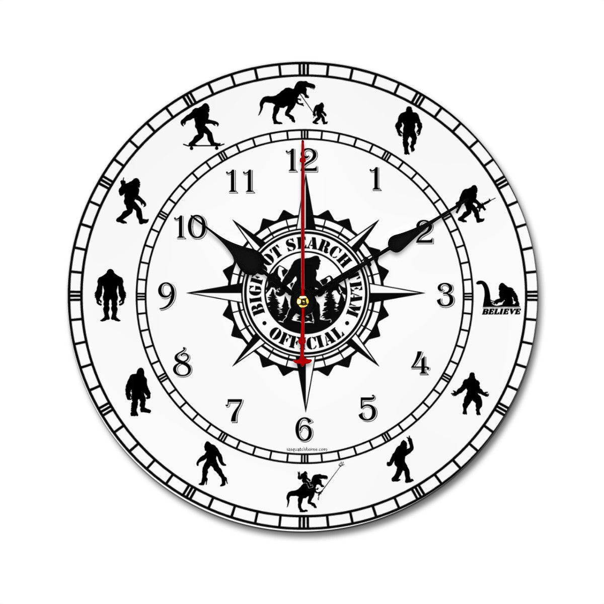 Bigfoot / Sasquatch Round Wooden Wall Clock