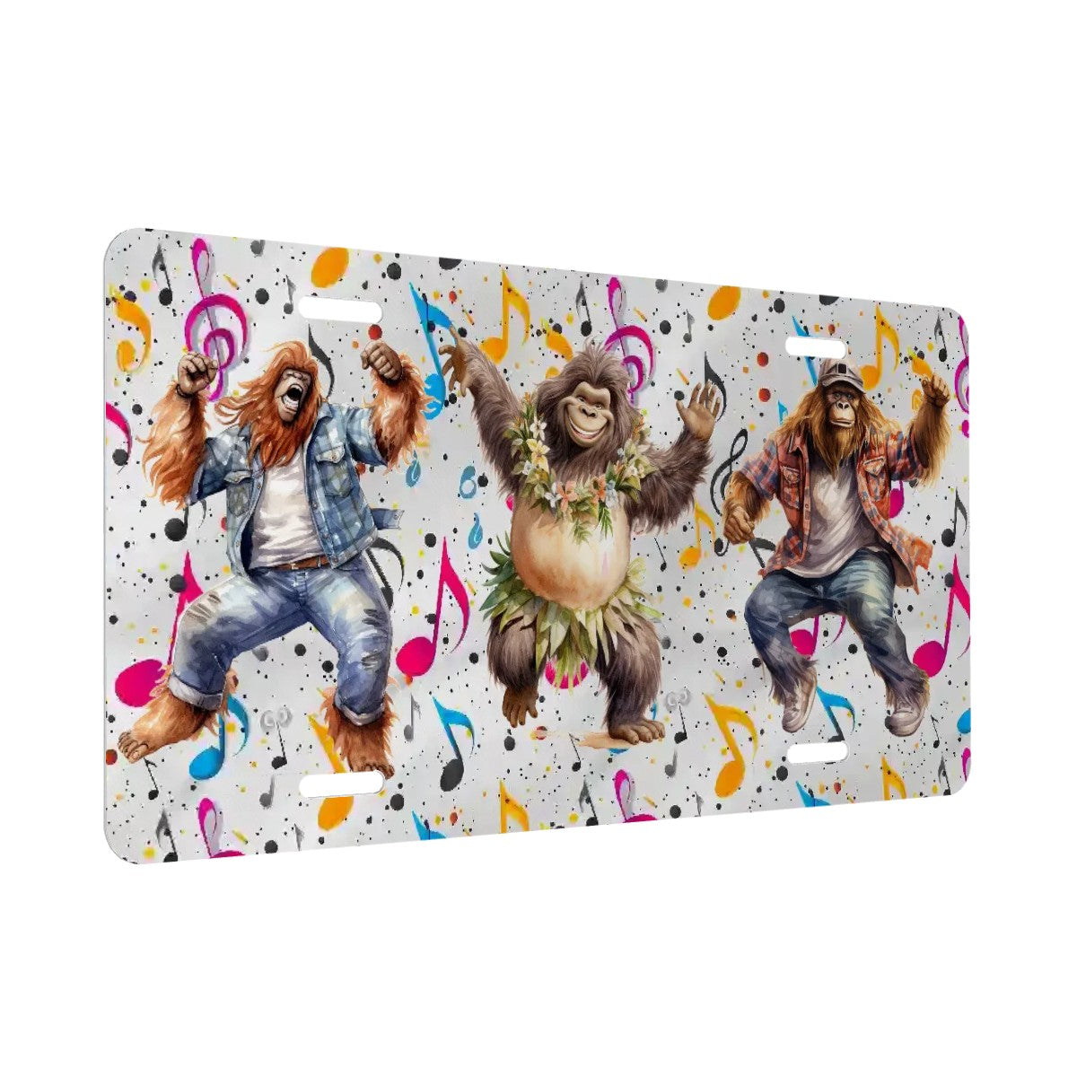 Dancing Bigfoot, Sasquatches Dancing - Automotive Vanity Plate, 12"x6", Aluminum License Plate