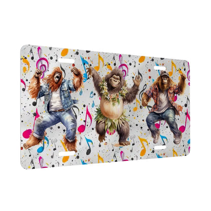 Dancing Bigfoot, Sasquatches Dancing - Automotive Vanity Plate, 12"x6", Aluminum License Plate