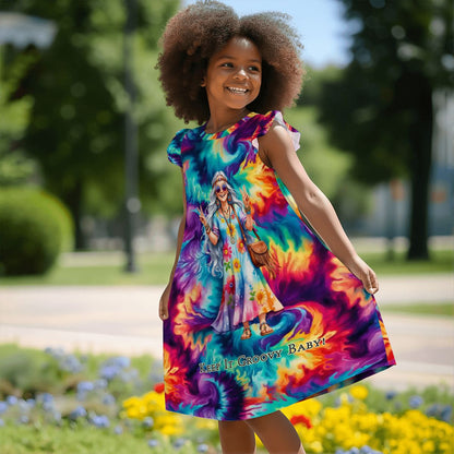 Hippie "Keep it Groovy..", Girl's Flutter Sleeve Nightgown